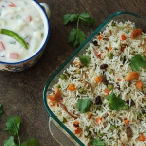 Veg. Biryani + Raita + Salad